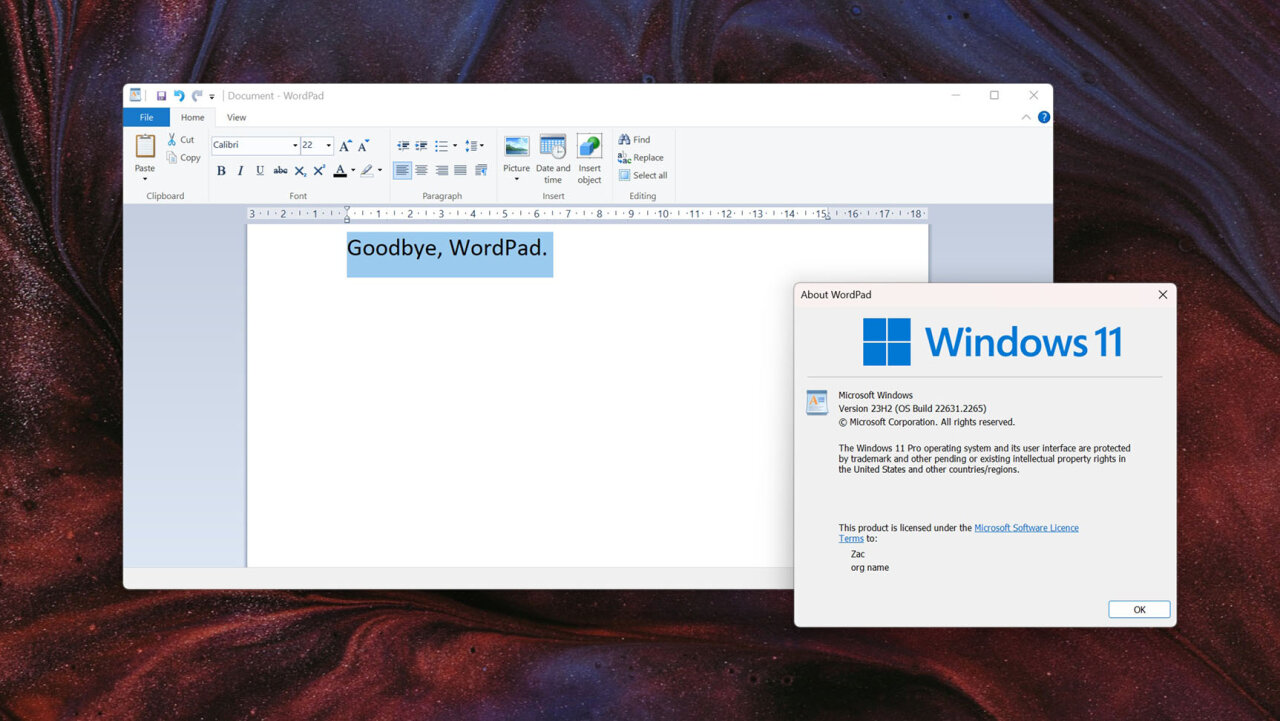 WordPad будет удалён с релизом Windows 11 версии 24H2